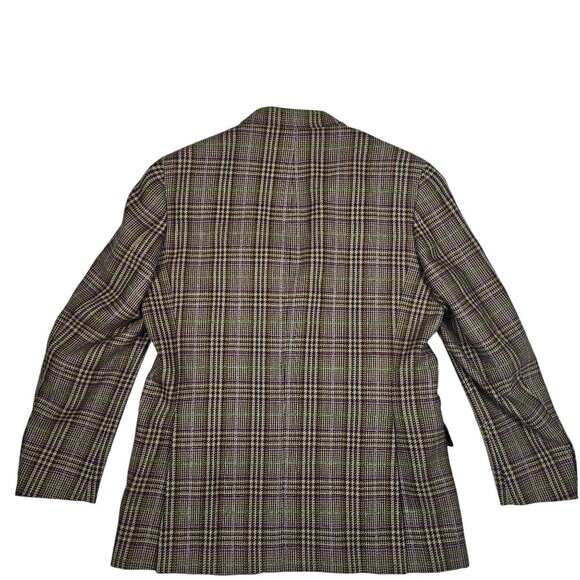 Etro Italy Mens Wool Blend Plaid Sport Coat Size 52 Brown, Purple, Black - Picture 14 of 14